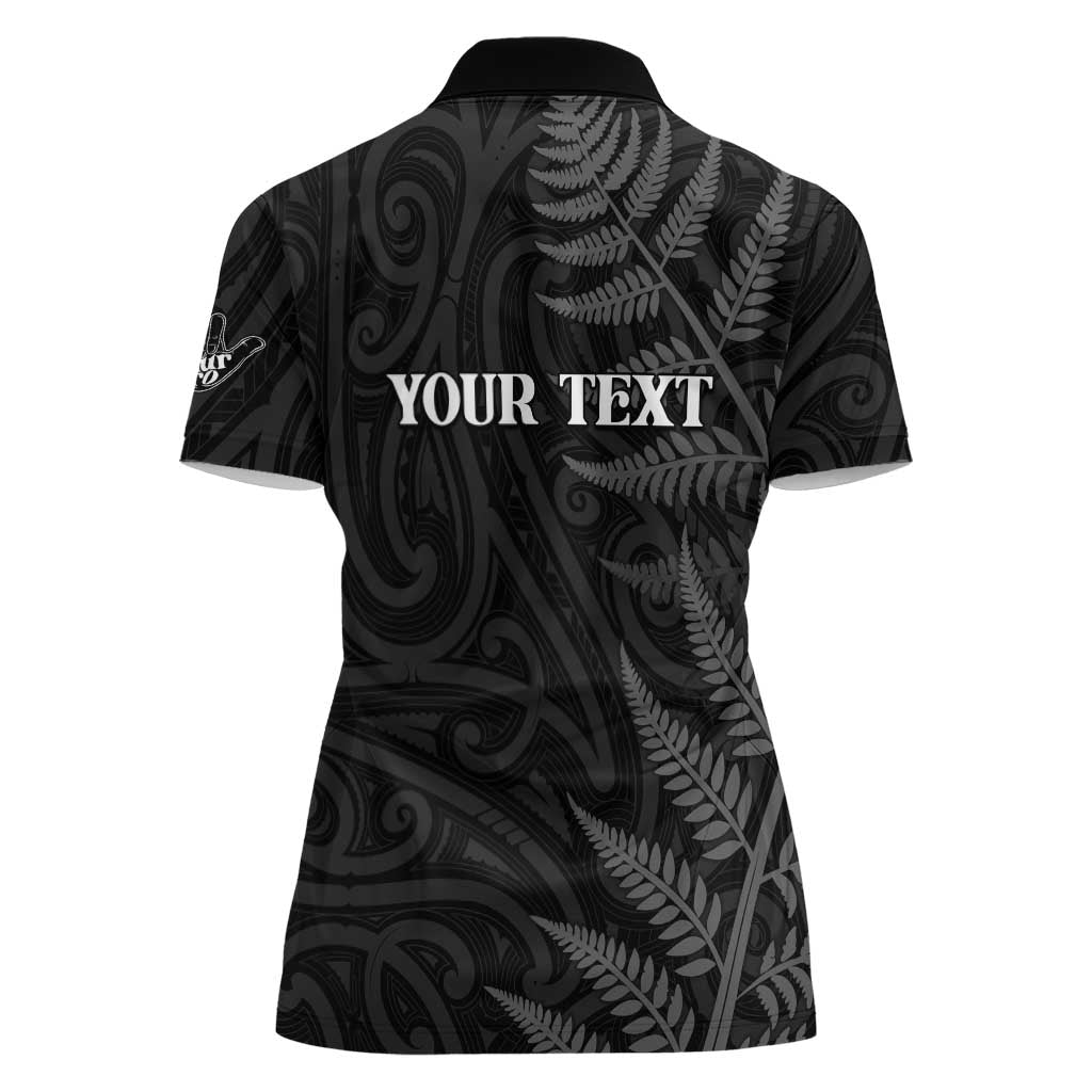Personalised New Zealand Chur Bro Women Polo Shirt Maori Koru With Silver Fern
