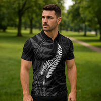 Personalised New Zealand Chur Bro Zipper Polo Shirt Maori Koru With Silver Fern LT05 - Polynesian Pride