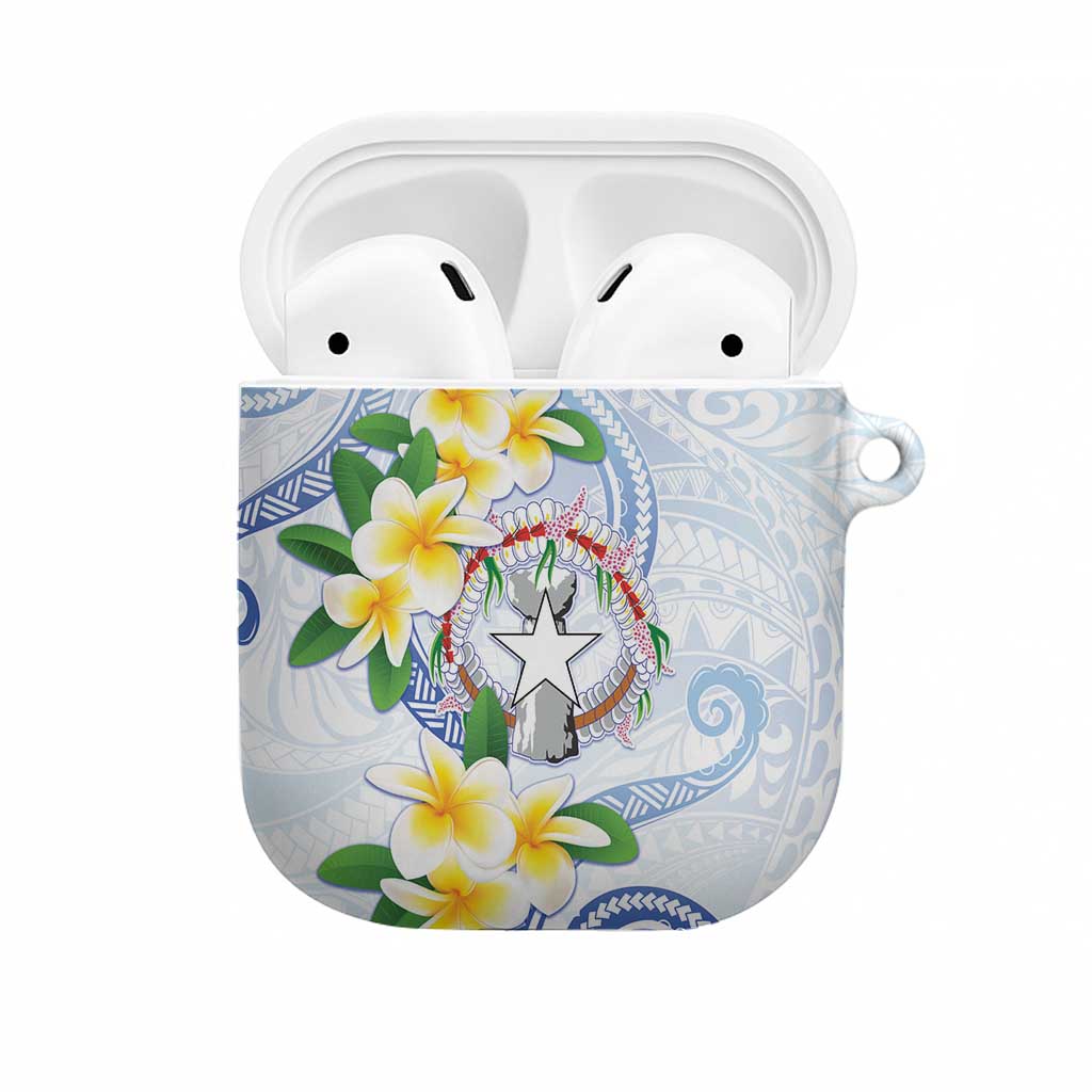 Northern Mariana Islands Chamorro AirPods Case Plumeria Curves Style White Version LT05 White - Polynesian Pride