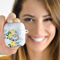 Northern Mariana Islands Chamorro AirPods Case Plumeria Curves Style White Version