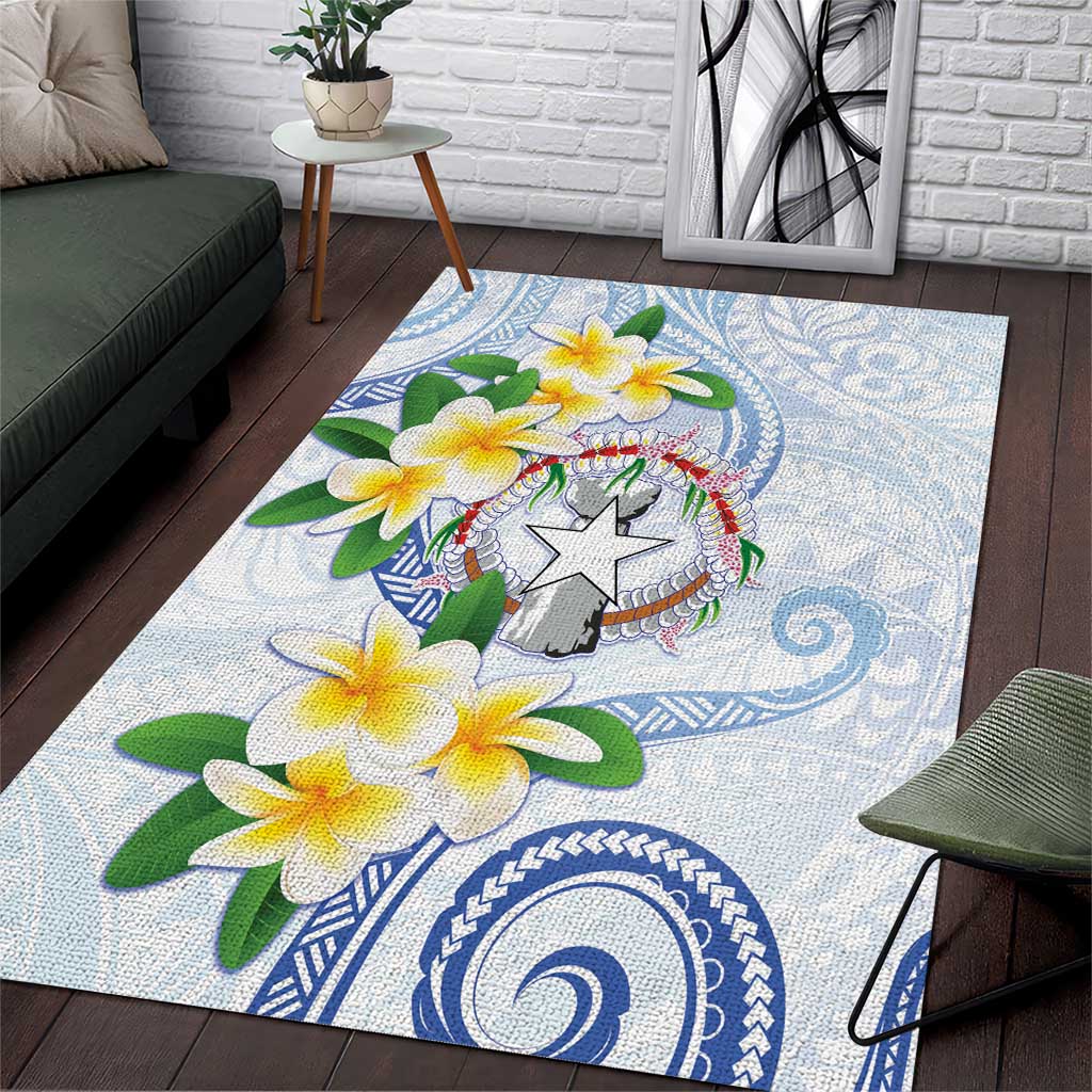 Northern Mariana Islands Chamorro Area Rug Plumeria Curves Style White Version