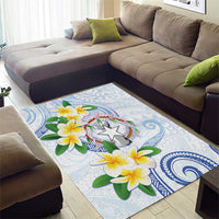 Northern Mariana Islands Chamorro Area Rug Plumeria Curves Style White Version