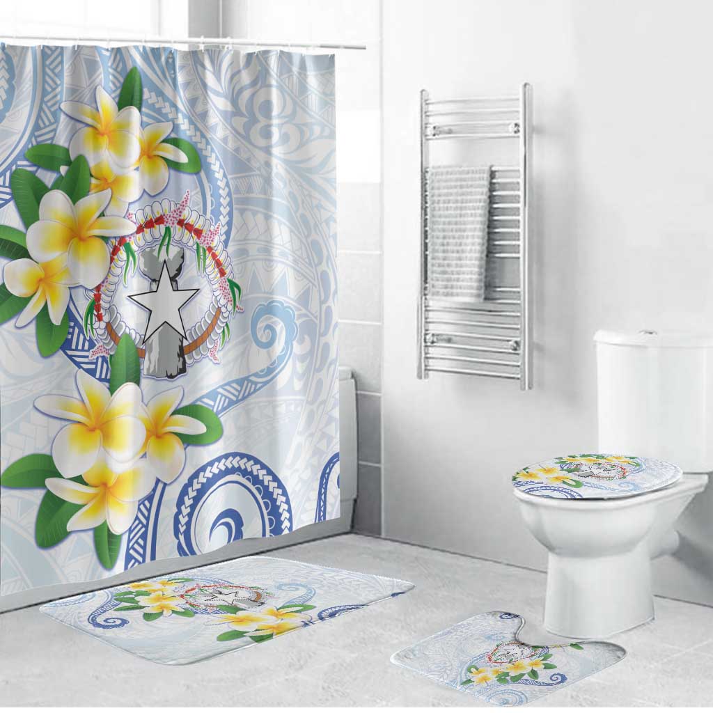 Northern Mariana Islands Chamorro Bathroom Set Plumeria Curves Style White Version
