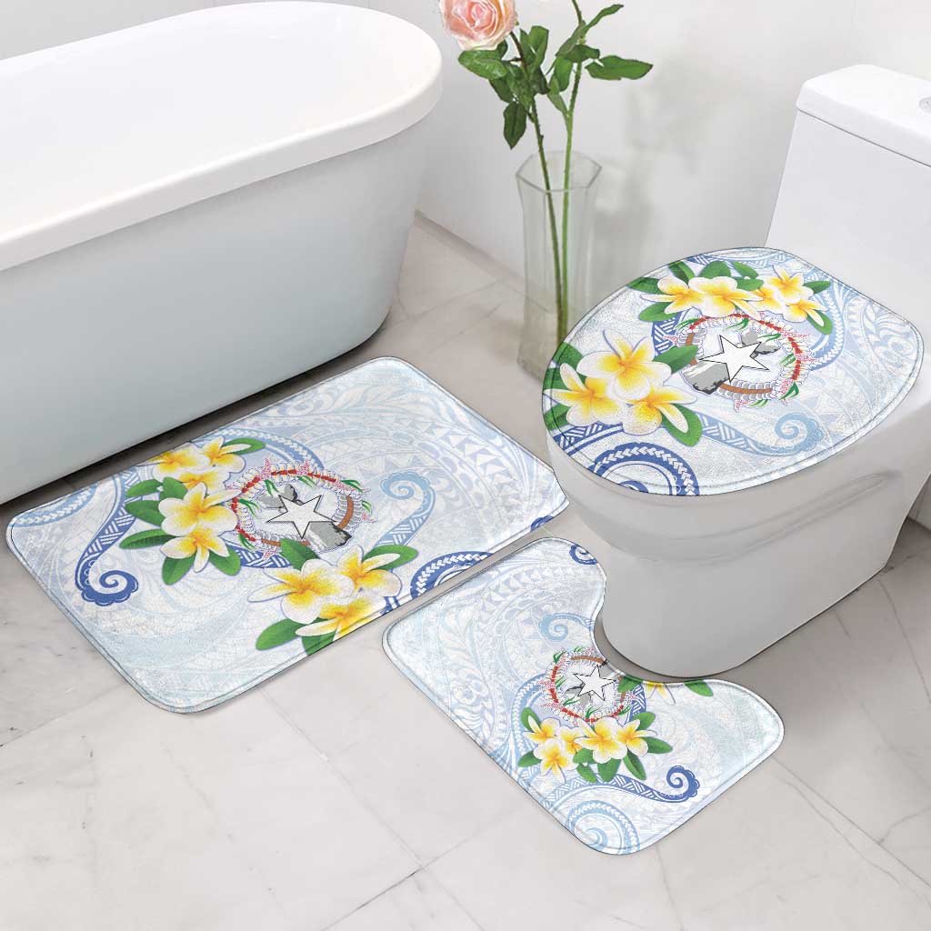 Northern Mariana Islands Chamorro Bathroom Set Plumeria Curves Style White Version