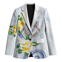 Northern Mariana Islands Chamorro Blazer Plumeria Curves Style White Version