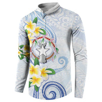 Northern Mariana Islands Chamorro Button Sweatshirt Plumeria Curves Style White Version