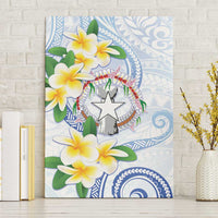 Northern Mariana Islands Chamorro Canvas Wall Art Plumeria Curves Style White Version