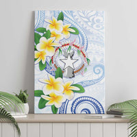 Northern Mariana Islands Chamorro Canvas Wall Art Plumeria Curves Style White Version