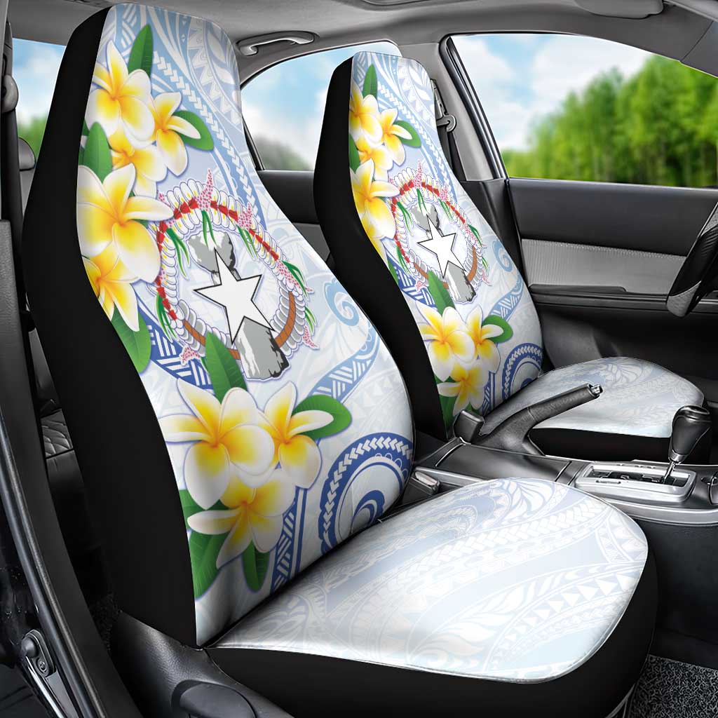Northern Mariana Islands Chamorro Car Seat Cover Plumeria Curves Style White Version