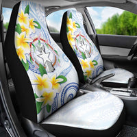 Northern Mariana Islands Chamorro Car Seat Cover Plumeria Curves Style White Version