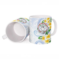 Northern Mariana Islands Chamorro Ceramic Mug Plumeria Curves Style White Version