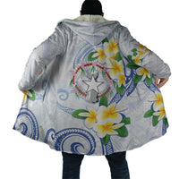 Northern Mariana Islands Chamorro Cloak Plumeria Curves Style White Version