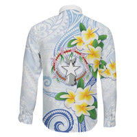 Northern Mariana Islands Chamorro Family Matching Off Shoulder Maxi Dress and Hawaiian Shirt Plumeria Curves Style White Version LT05 - Polynesian Pride