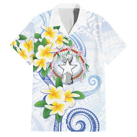 Northern Mariana Islands Chamorro Family Matching Summer Maxi Dress and Hawaiian Shirt Plumeria Curves Style White Version LT05 Dad's Shirt - Short Sleeve White - Polynesian Pride