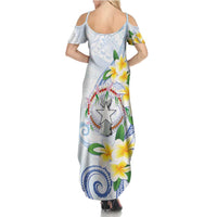 Northern Mariana Islands Chamorro Family Matching Summer Maxi Dress and Hawaiian Shirt Plumeria Curves Style White Version LT05 - Polynesian Pride