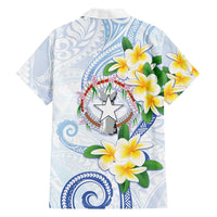 Northern Mariana Islands Chamorro Family Matching Tank Maxi Dress and Hawaiian Shirt Plumeria Curves Style White Version LT05 - Polynesian Pride