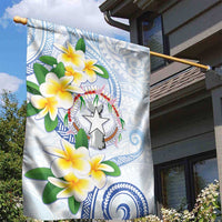 Northern Mariana Islands Chamorro Garden Flag Plumeria Curves Style White Version