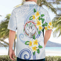 Northern Mariana Islands Chamorro Hawaiian Shirt Plumeria Curves Style White Version