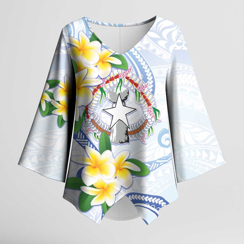 Northern Mariana Islands Chamorro Kimono Sleeve Blouse Plumeria Curves Style White Version LT05 Female White - Polynesian Pride