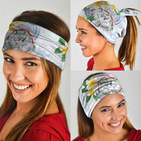Northern Mariana Islands Chamorro Neck Gaiter Plumeria Curves Style White Version
