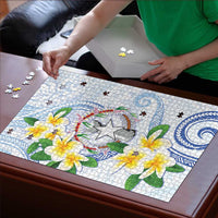 Northern Mariana Islands Chamorro Puzzle Plumeria Curves Style White Version