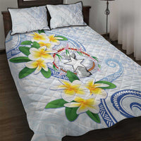 Northern Mariana Islands Chamorro Quilt Bed Set Plumeria Curves Style White Version