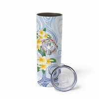 Northern Mariana Islands Chamorro Skinny Tumbler Plumeria Curves Style White Version