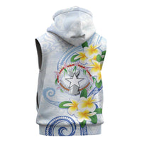Northern Mariana Islands Chamorro Sleeveless Hoodie Plumeria Curves Style White Version
