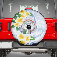 Northern Mariana Islands Chamorro Spare Tire Cover Plumeria Curves Style White Version