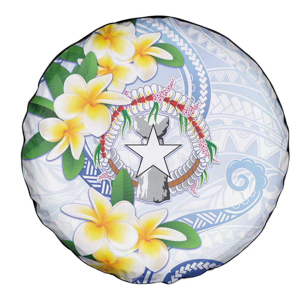 Northern Mariana Islands Chamorro Spare Tire Cover Plumeria Curves Style White Version
