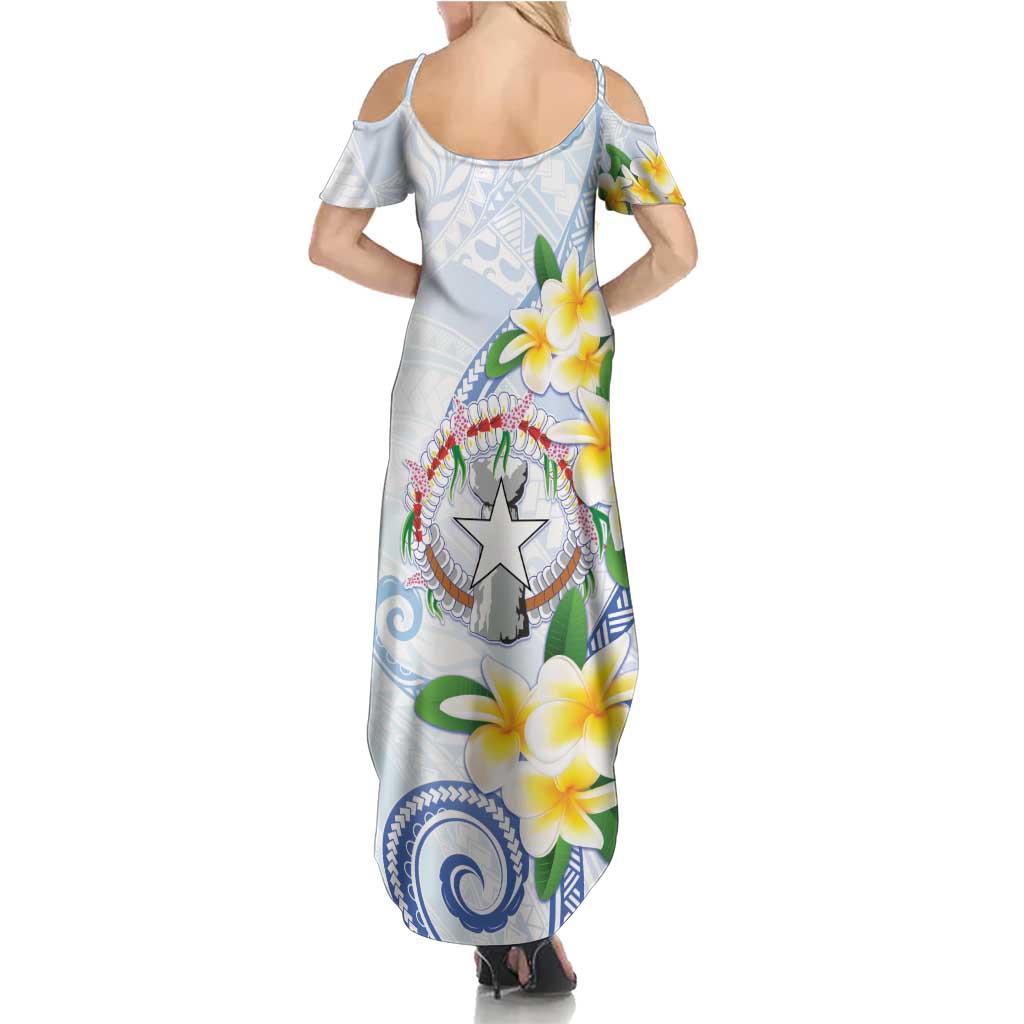 Northern Mariana Islands Chamorro Summer Maxi Dress Plumeria Curves Style White Version