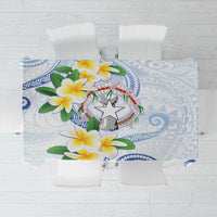 Northern Mariana Islands Chamorro Tablecloth Plumeria Curves Style White Version