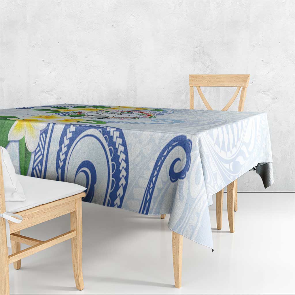 Northern Mariana Islands Chamorro Tablecloth Plumeria Curves Style White Version