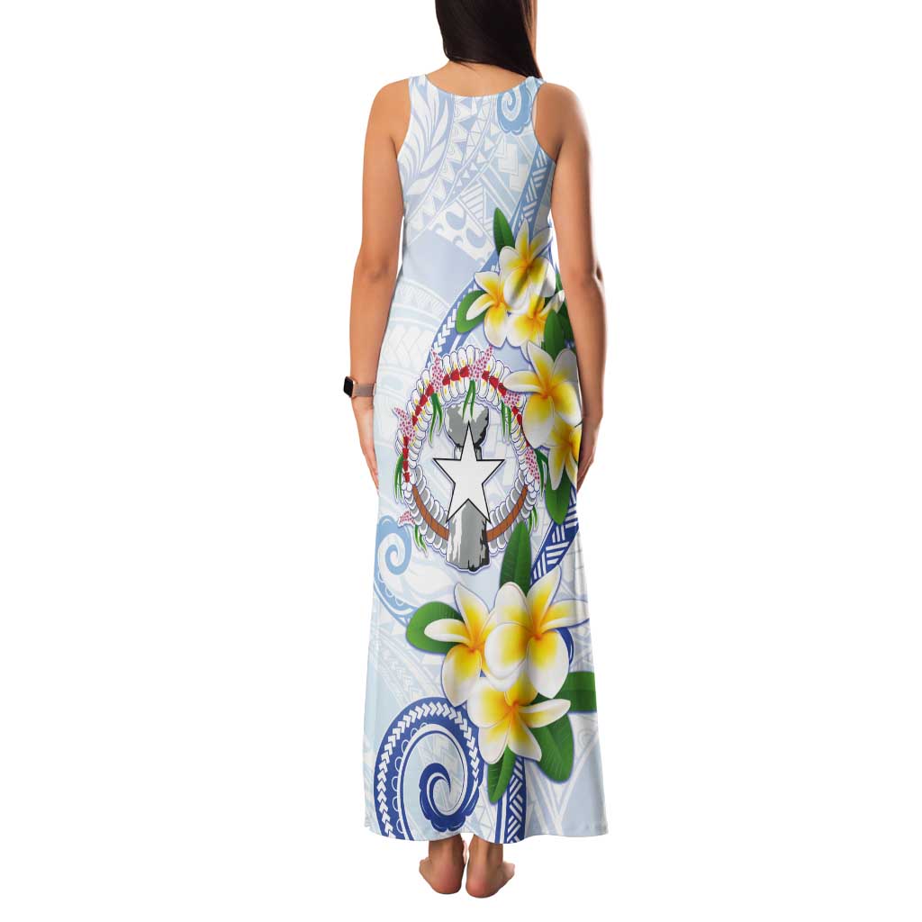Northern Mariana Islands Chamorro Tank Maxi Dress Plumeria Curves Style White Version
