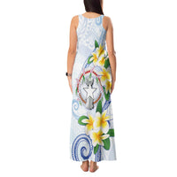 Northern Mariana Islands Chamorro Tank Maxi Dress Plumeria Curves Style White Version
