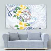 Northern Mariana Islands Chamorro Tapestry Plumeria Curves Style White Version