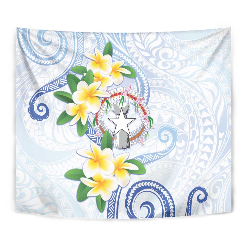 Northern Mariana Islands Chamorro Tapestry Plumeria Curves Style White Version