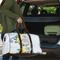 Northern Mariana Islands Chamorro Travel Bag Plumeria Curves Style White Version