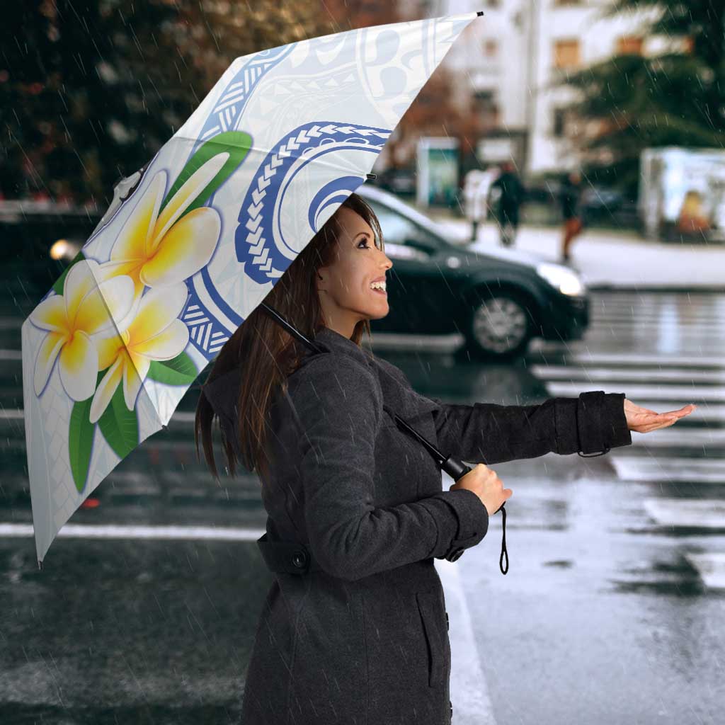 Northern Mariana Islands Chamorro Umbrella Plumeria Curves Style White Version