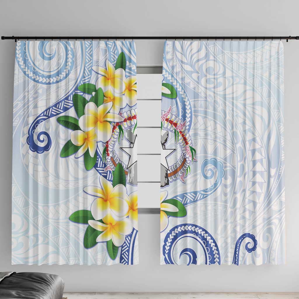 Northern Mariana Islands Chamorro Window Curtain Plumeria Curves Style White Version