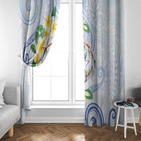 Northern Mariana Islands Chamorro Window Curtain Plumeria Curves Style White Version
