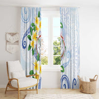 Northern Mariana Islands Chamorro Window Curtain Plumeria Curves Style White Version