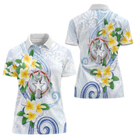 Northern Mariana Islands Chamorro Women Polo Shirt Plumeria Curves Style White Version