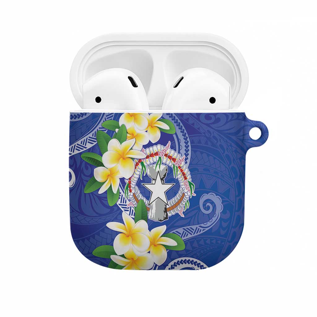 Northern Mariana Islands Chamorro AirPods Case Plumeria Curves Style Navy Version LT05 Navy - Polynesian Pride