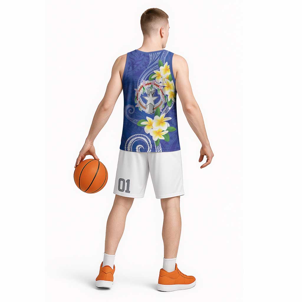 Northern Mariana Islands Chamorro Basketball Jersey Plumeria Curves Style Navy Version