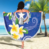 Northern Mariana Islands Chamorro Beach Blanket Plumeria Curves Style Navy Version