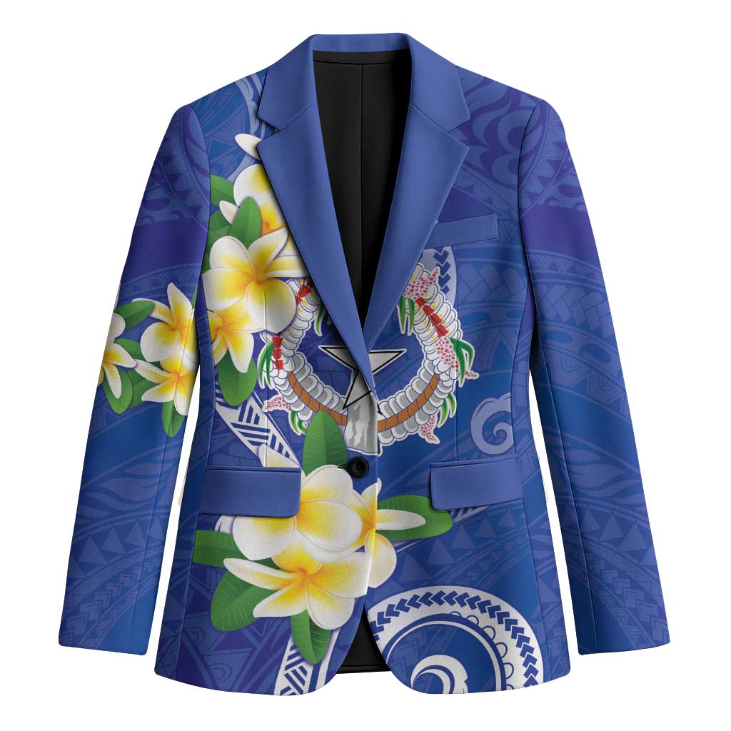 Northern Mariana Islands Chamorro Blazer Plumeria Curves Style Navy Version LT05 Unisex Navy - Polynesian Pride