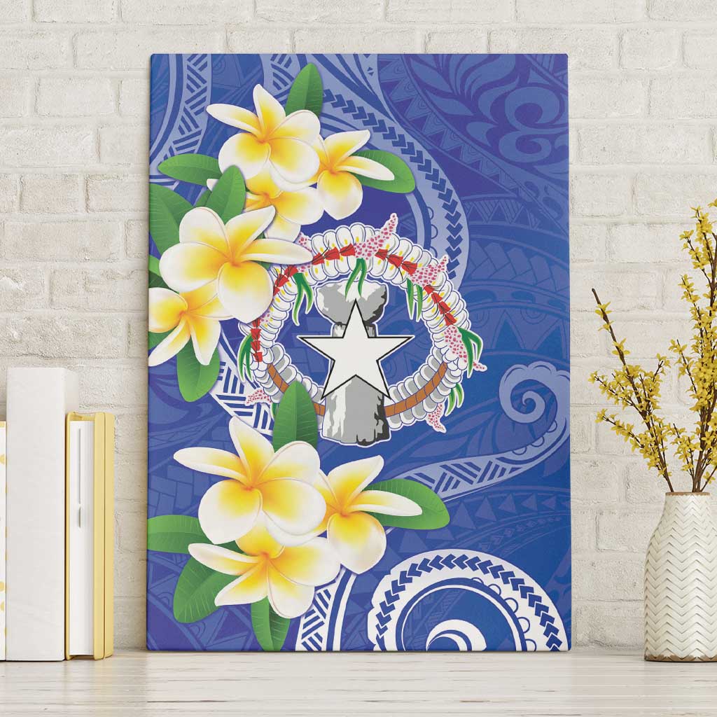Northern Mariana Islands Chamorro Canvas Wall Art Plumeria Curves Style Navy Version LT05 Without Frame Navy - Polynesian Pride