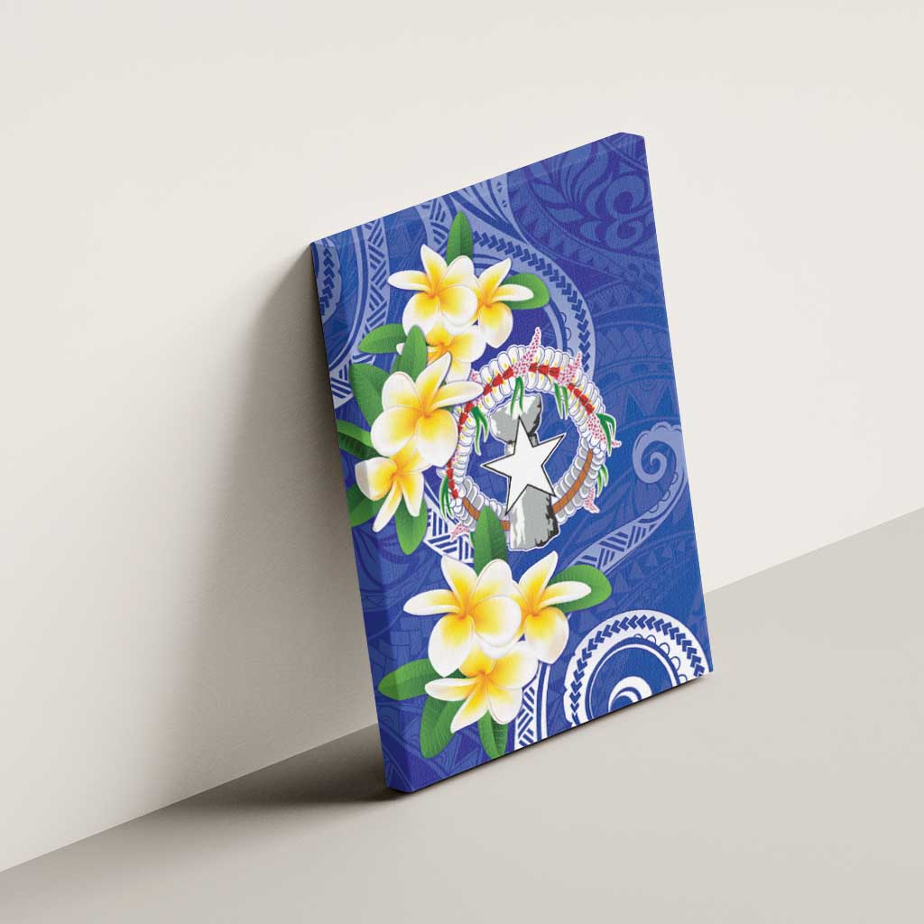 Northern Mariana Islands Chamorro Canvas Wall Art Plumeria Curves Style Navy Version