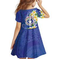Northern Mariana Islands Chamorro Family Matching Summer Maxi Dress and Hawaiian Shirt Plumeria Curves Style Navy Version LT05 - Polynesian Pride
